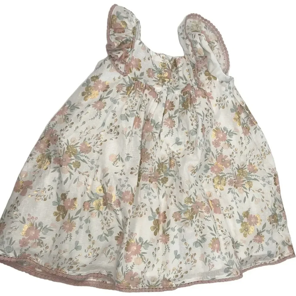 Cupcakes and Cashmere Party Dress Baby Girl 18 Mo Floral Ruffle Lined